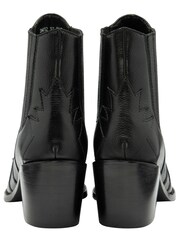 Ravel Black Leather Block Heel Western Ankle Boots - Image 3 of 4