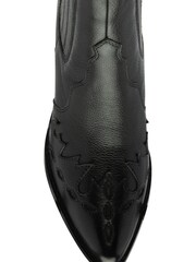 Ravel Black Leather Block Heel Western Ankle Boots - Image 4 of 4