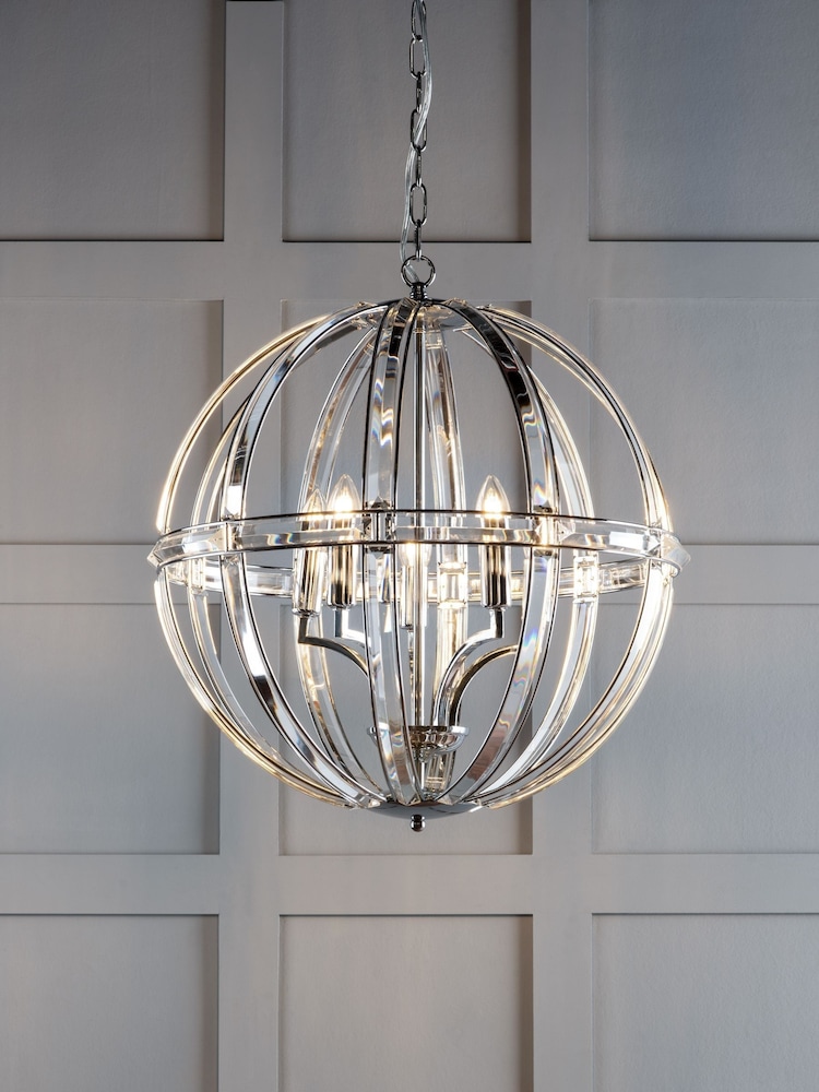 Laura Ashley Polished Chrome Aidan Glass Globe 5 Light Light - Image 1 of 5