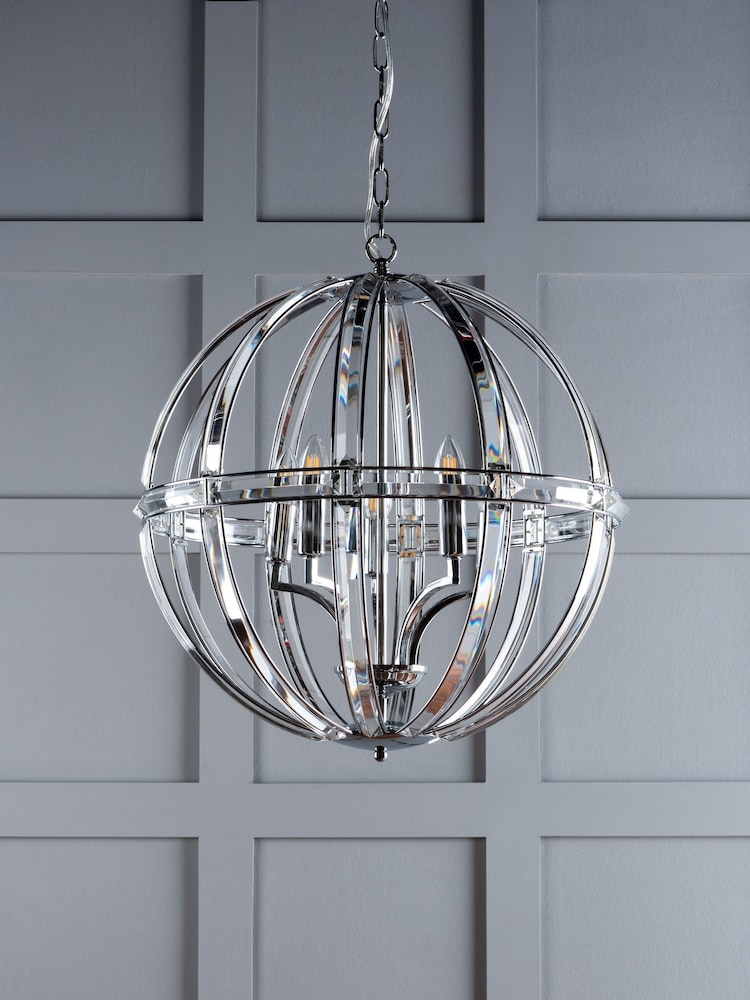 Laura Ashley Polished Chrome Aidan Glass Globe 5 Light Light - Image 2 of 5