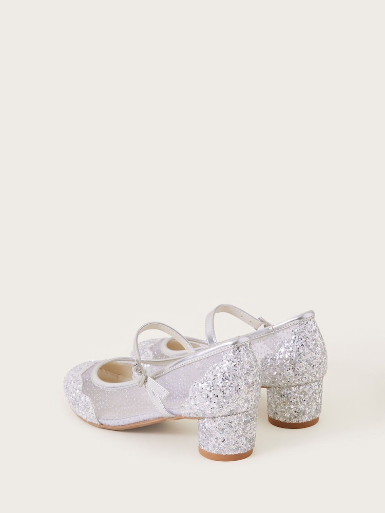 Monsoon Silver Annabelle Mesh Glitter Shoes - Image 3 of 3
