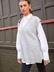 Grey Knit Heart Patchwork Tank Top - Image 1 of 7