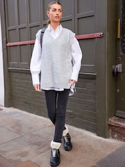 Grey Knit Heart Patchwork Tank Top - Image 2 of 7