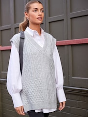 Grey Knit Heart Patchwork Tank Top - Image 4 of 7