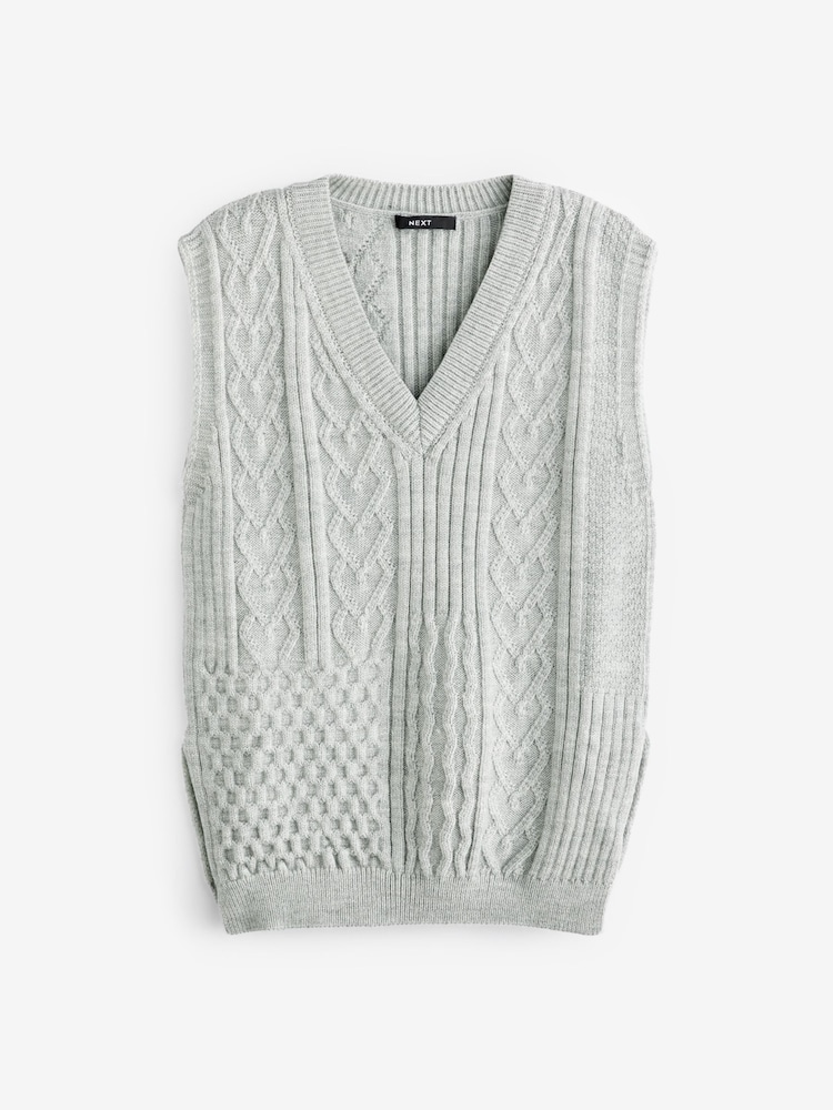 Grey Knit Heart Patchwork Tank Top - Image 7 of 7