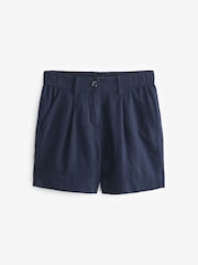 Navy Blue Linen Blend Boy Shorts - Image 4 of 5