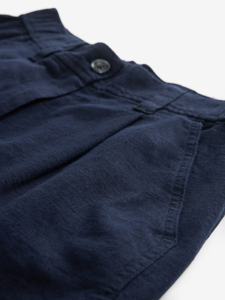 Navy Blue Linen Blend Boy Shorts - Image 5 of 5