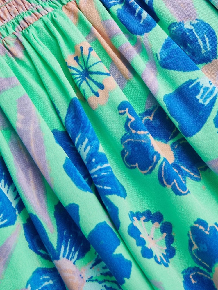 Monsoon Green Retro Floral Dress - Image 3 of 3