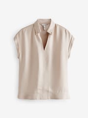 Champagner-Goldfarben - Premium Kurzärmelige Bluse mit V-Ausschnitt - Bild 6 von 7