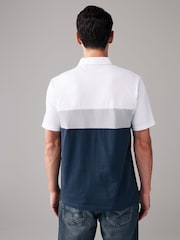 Grey/White 100% Cotton Short Sleeve Button Up Block Polo Shirt - Image 3 of 8
