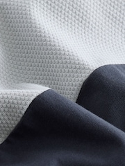 Grey/White 100% Cotton Short Sleeve Button Up Block Polo Shirt - Image 8 of 8