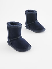 Navy Blue Suede Warm Lined Boots - Image 1 of 4