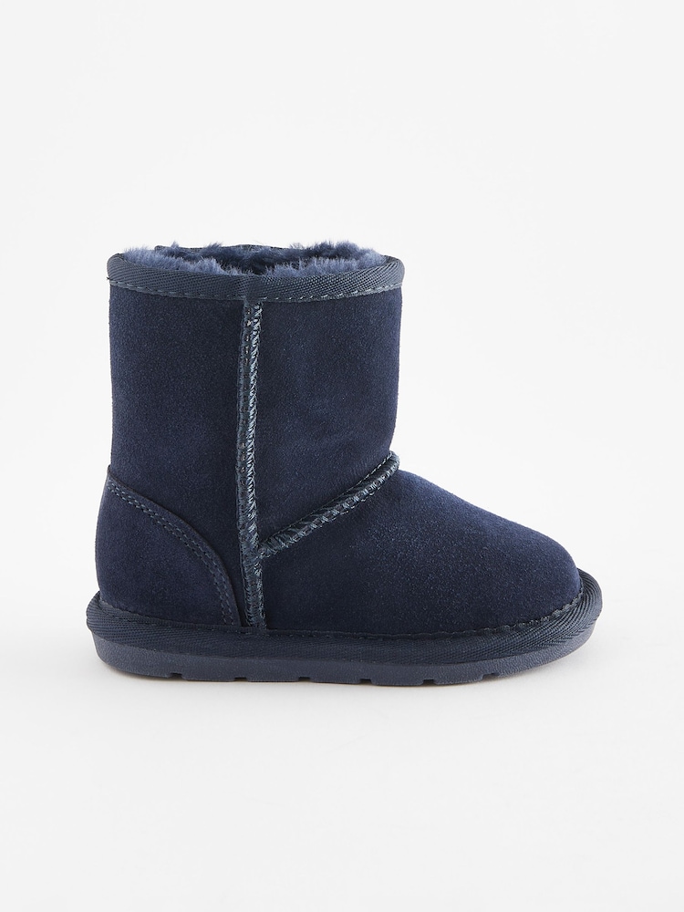 Navy Blue Suede Warm Lined Boots - Image 2 of 4
