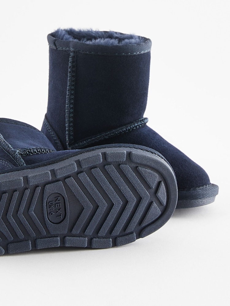 Navy Blue Suede Warm Lined Boots - Image 4 of 4