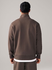 Brown Zip Neck Jersey Cotton Rich Sweatshirt - Image 5 of 8