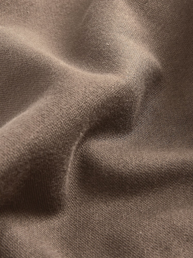 Brown Zip Neck Jersey Cotton Rich Sweatshirt - Image 8 of 8
