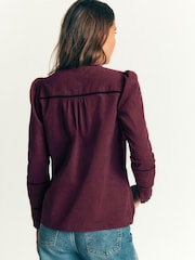 Roșu - Boden Carmen Lace Trim Cord Top - Imaginea 3 din 6