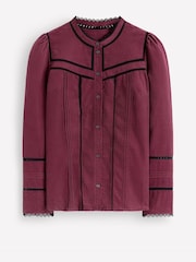 Roșu - Boden Carmen Lace Trim Cord Top - Imaginea 6 din 6