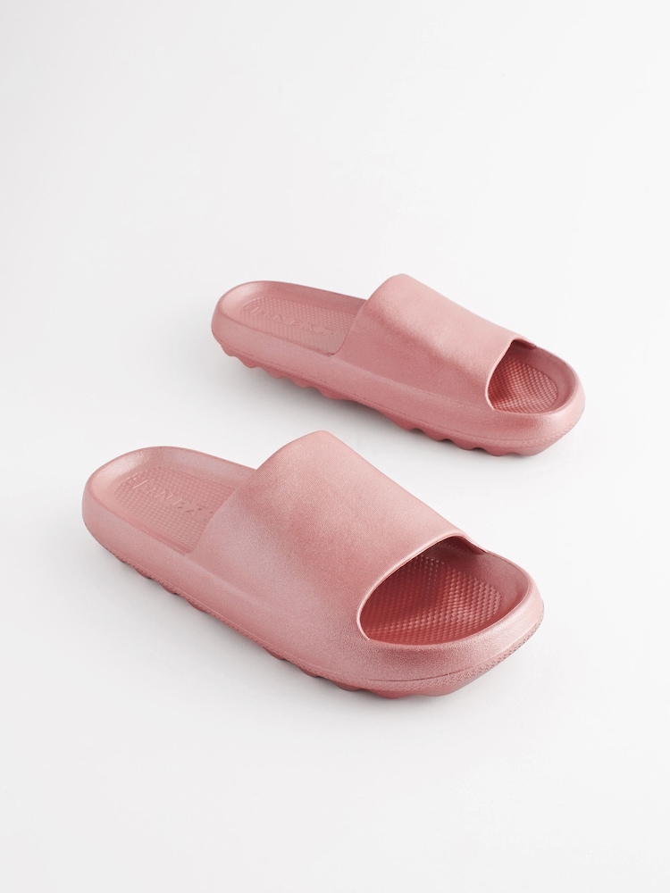 Pink Metallic Beach Chunky Sliders - Image 1 of 6