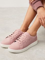 Pink Signature Leather Weave Lace-Up Trainers - Image 2 of 8