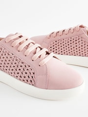 Pink Signature Leather Weave Lace-Up Trainers - Image 5 of 8
