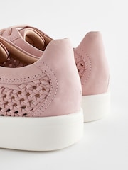 Pink Signature Leather Weave Lace-Up Trainers - Image 7 of 8