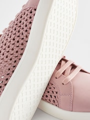 Pink Signature Leather Weave Lace-Up Trainers - Image 8 of 8
