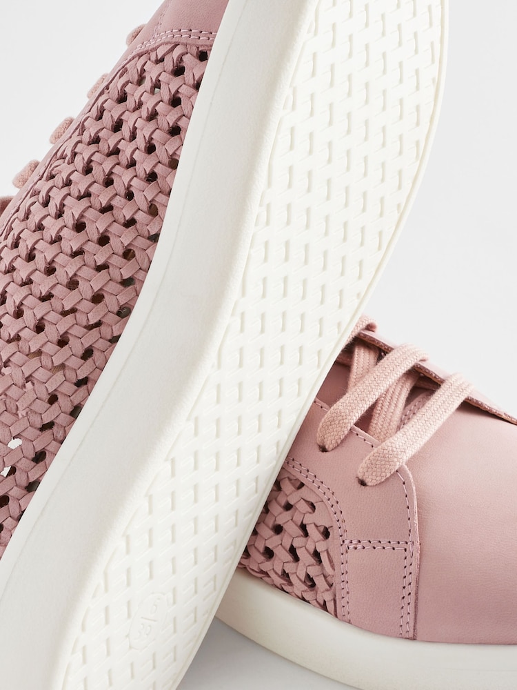 Pink Signature Leather Weave Lace-Up Trainers - Image 8 of 8
