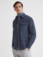 Reiss Dark Airforce Bonucci Corduroy Twin Pocket Overshirt - Image 1 of 5