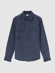 Reiss Dark Airforce Bonucci Corduroy Twin Pocket Overshirt - Image 2 of 5