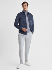 Reiss Dark Airforce Bonucci Corduroy Twin Pocket Overshirt - Image 3 of 5
