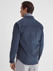 Reiss Dark Airforce Bonucci Corduroy Twin Pocket Overshirt - Image 5 of 5