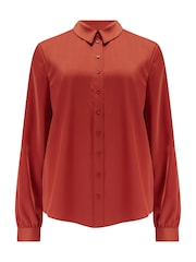 Pour Moi Orange Millie Fuller Bust Satin Woven Shirt - Image 3 of 4