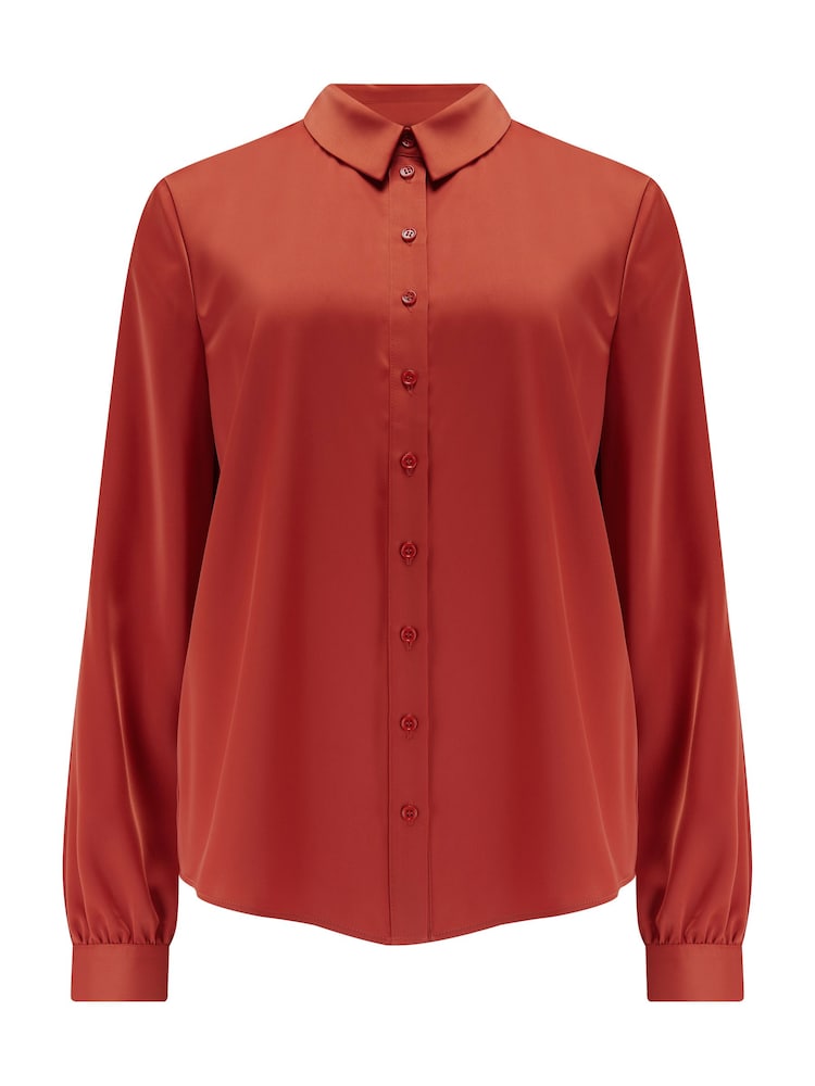 Pour Moi Orange Millie Fuller Bust Satin Woven Shirt - Image 3 of 4