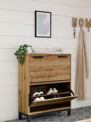 Dark Bronx Oak Effect Shoe Storage Cabinet - Image 2 of 8