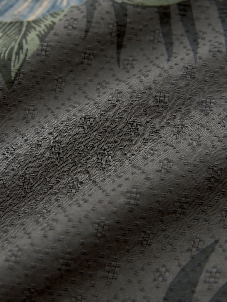 Charcoal Grey 100% Cotton Printed Floral Short Sleeve Shirt - Image 7 of 7