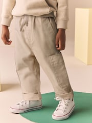 Neutral Cream Side Pocket 100% Cotton Pull On Trousers (3mths-7yrs) - Image 1 of 3
