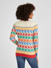 JoJo Maman Bébé Multi Womens Christmas Fair Isle Pattern Jumper - Image 2 of 5