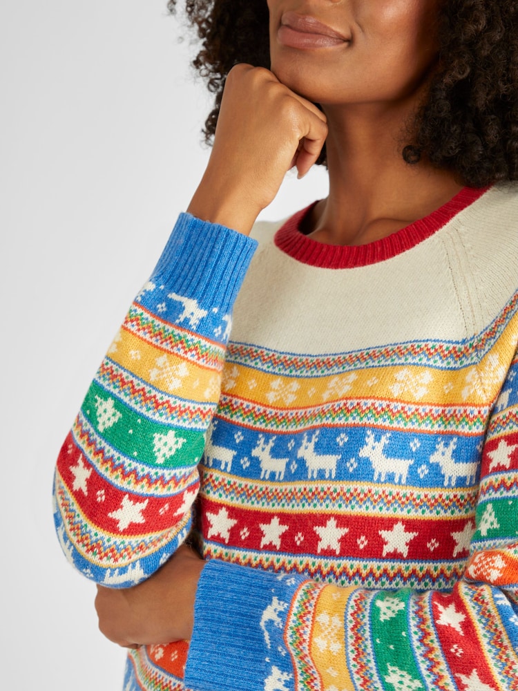JoJo Maman Bébé Multi Womens Christmas Fair Isle Pattern Jumper - Image 4 of 5