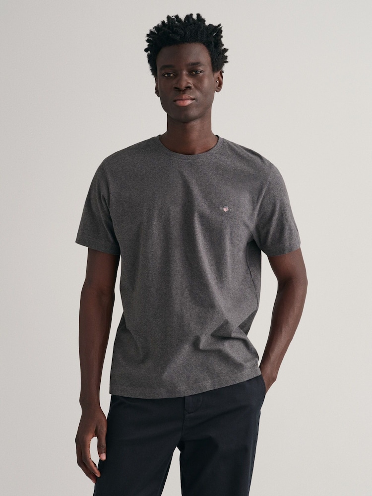 GANT Antracite Grey Melange 100% Cotton Shield Logo T-Shirt - Image 1 of 5