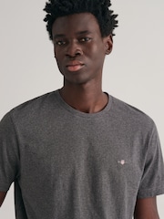 GANT Antracite Grey Melange 100% Cotton Shield Logo T-Shirt - Image 4 of 5
