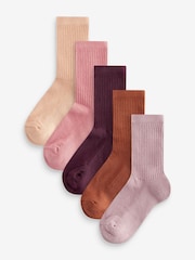Multi Regular Length Cotton Rich Cushioned Footbed Ribbed Ankle Socks 5 Pack - Image 1 of 7