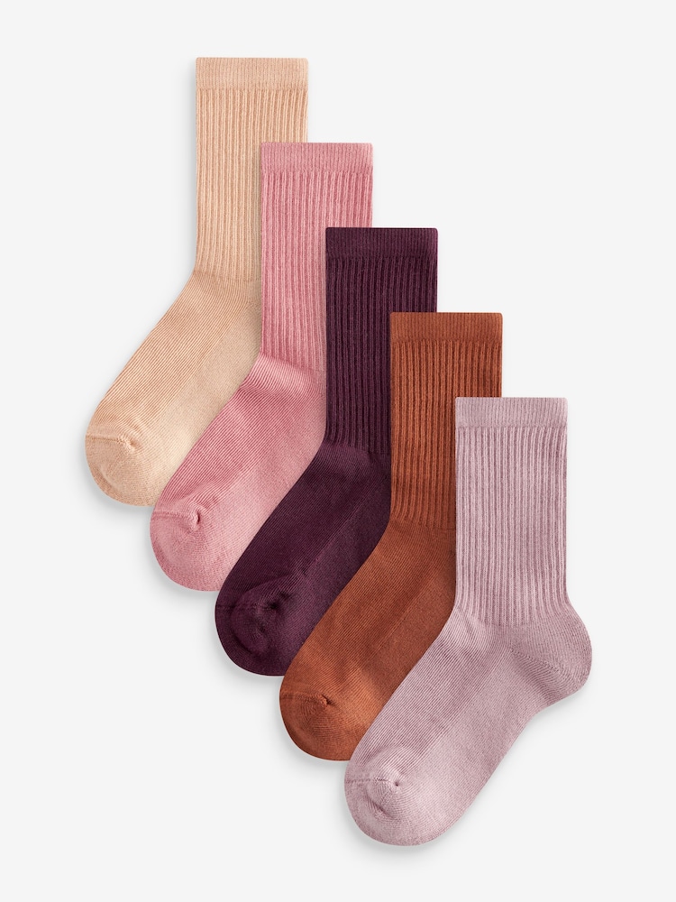 Multi Regular Length Cotton Rich Cushioned Footbed Ribbed Ankle Socks 5 Pack - Image 1 of 7