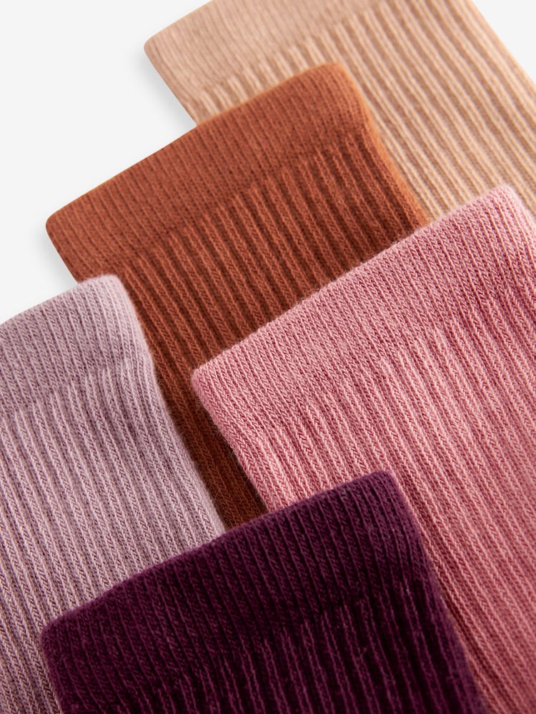 Multi Regular Length Cotton Rich Cushioned Footbed Ribbed Ankle Socks 5 Pack - Image 7 of 7
