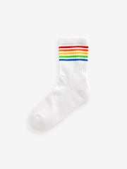 White Cotton Rich Cushioned Footbed Ribbed Ankle Socks 2 Pack - Image 2 of 2