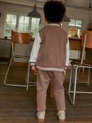 بني/كريم - Letterman Jacket and Joggers Set (3mths-7yrs) - صورة 3 من 4