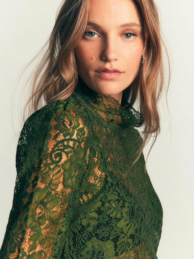 Boden Green Lace Detail Top - Image 1 of 2 Boden Green Lace Detail Top - Image 1 of 2