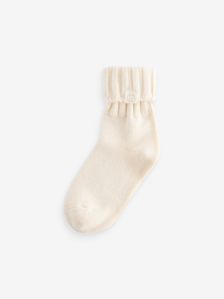 Cream,Grey and Neutral 3 Pack Cotton Rich Roll Top Ankle Socks - Image 2 of 4