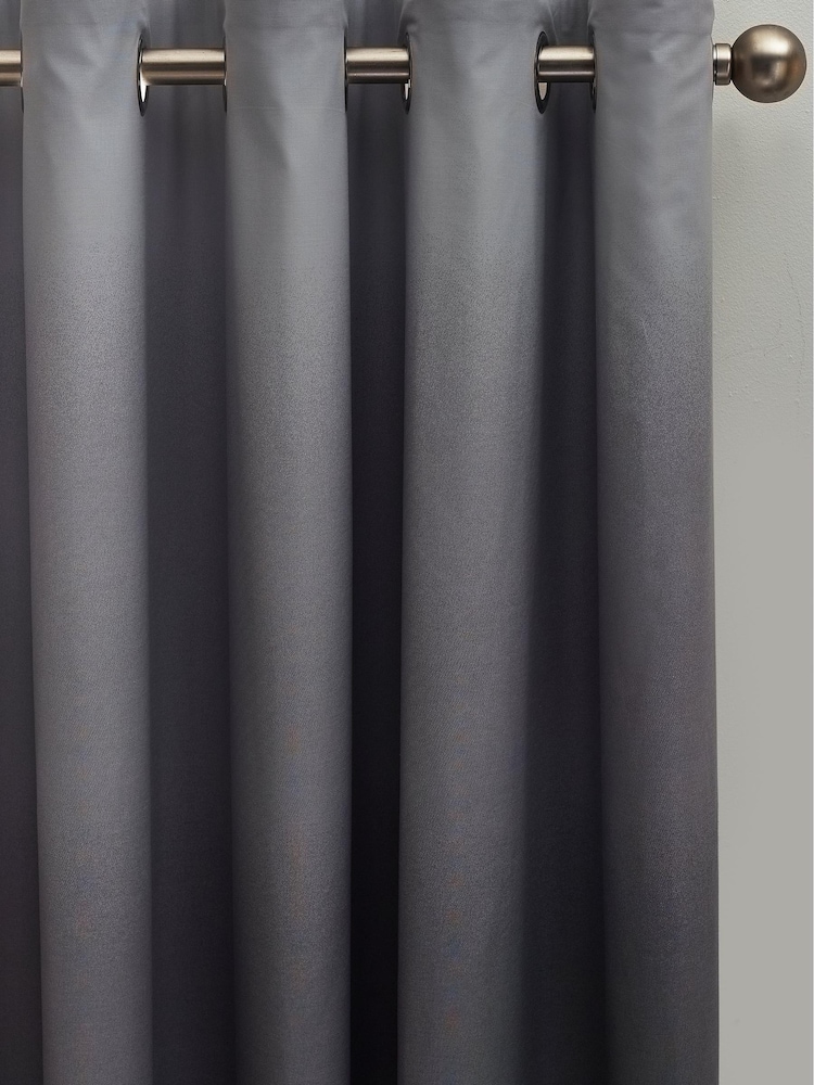 Grey Ombre Eyelet Blackout Curtains - Image 2 of 4
