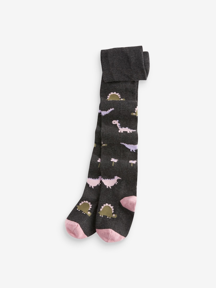 Grey And Pink - Strumpfhose mit hohem Baumwollanteil, Streifen und Dinosauriern im 2er-Pack - Bild 3 von 3 Grey And Pink - Strumpfhose mit hohem Baumwollanteil, Streifen und Dinosauriern im 2er-Pack - Bild 3 von 3
